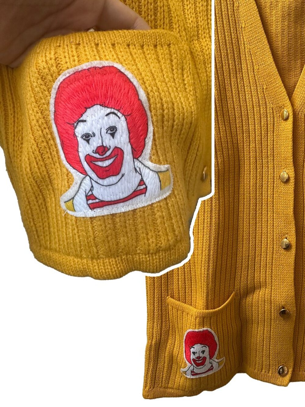 Vintage Contemporary Classics Yellow Cable Knit Vest w/ McDonald's Patch Size M
